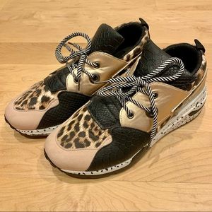 Leopard Wedge Sneakers
